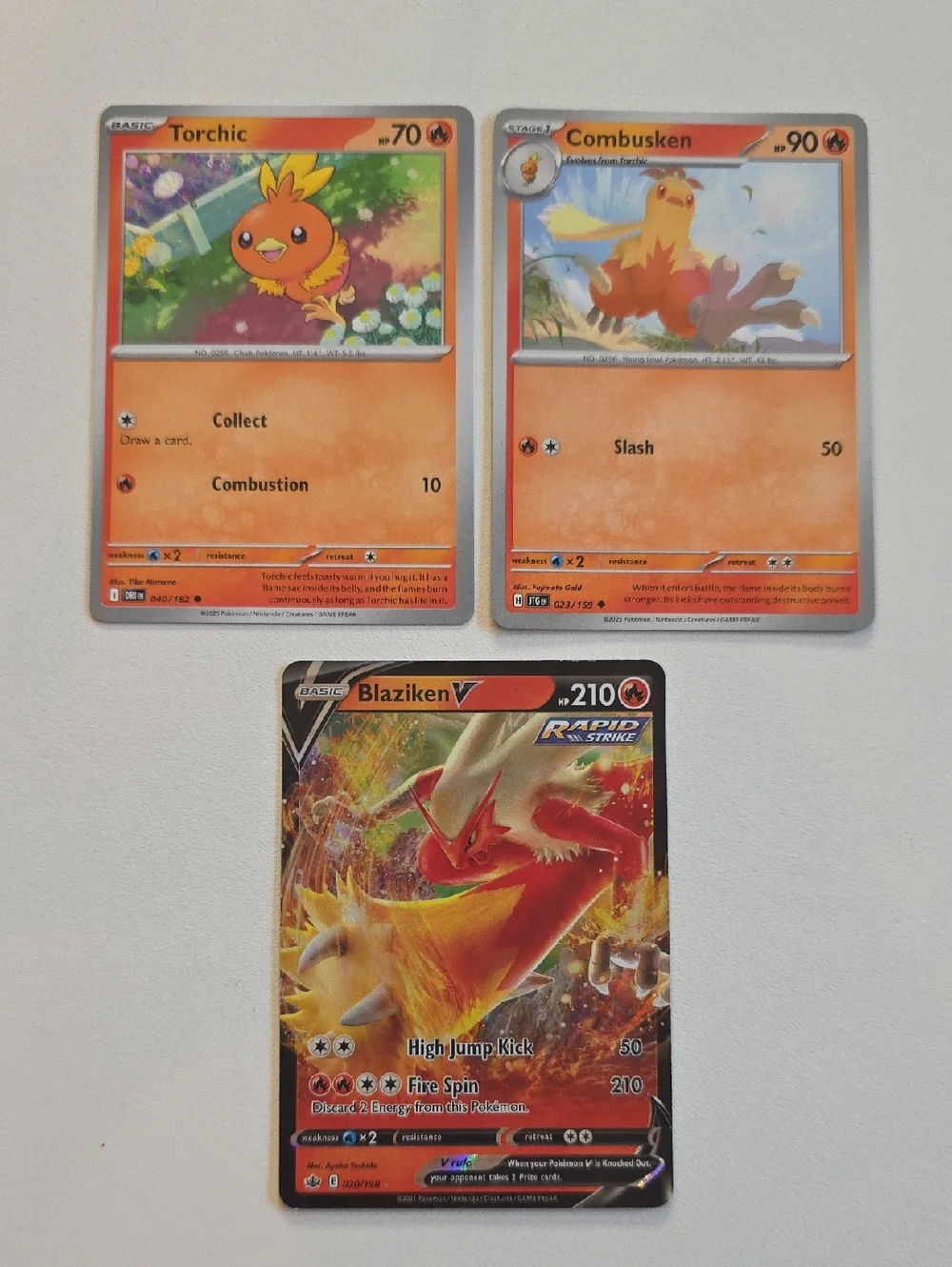 Pokemon Torchic, Combusken, Blaziken V Card